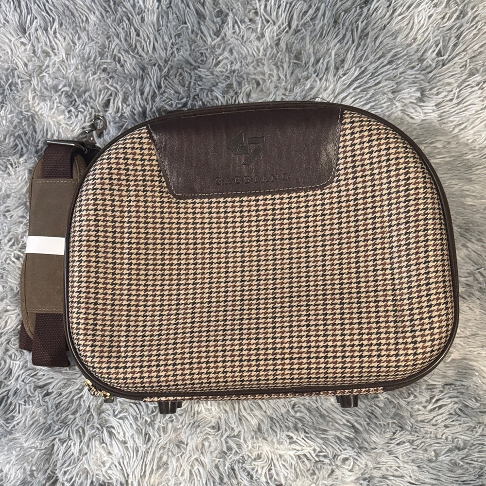 Classic Houndstooth Messenger Bag with Leather Accents